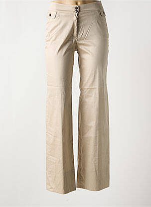 Pantalon droit fermeture zippée sous rabat boutonné taille normale beige DIANA GALLESI femme