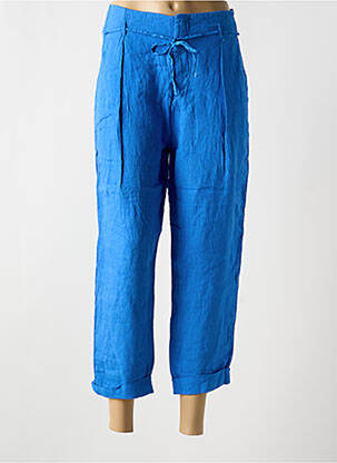 Pantalon 7/8 fermeture zippée sous rabat boutonné taille basse bleu DEHA femme