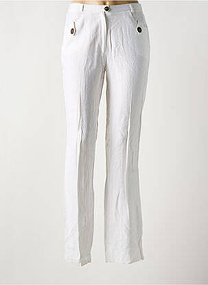 Pantalon droit tissage popeline taille normale blanc CHRISTIAN MARRY femme