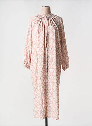 Robe mi-longue imprimé fantaisie manches longues rose INTUITION femme