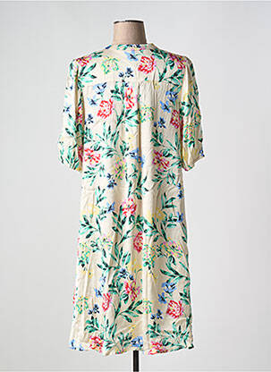 Robe mi-longue imprimé fleurs manches courtes vert CULTURE femme