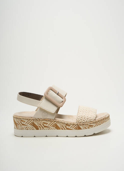 Sandales/nu pieds matière lisse talon de 4 à 6cm beige RIEKER femme