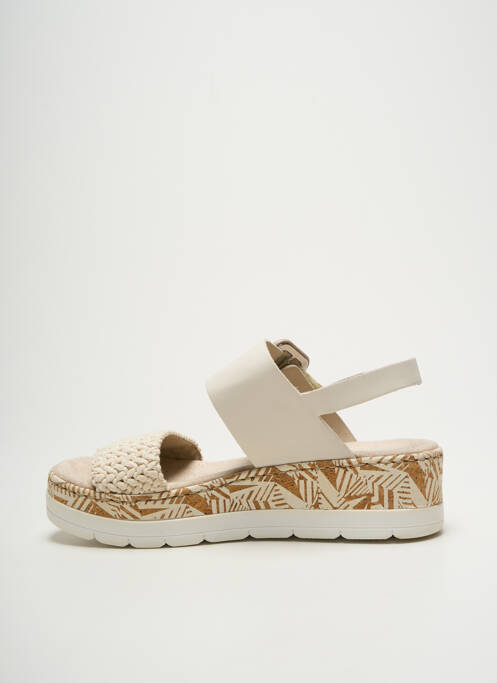 Sandales/nu pieds matière lisse talon de 4 à 6cm beige RIEKER femme