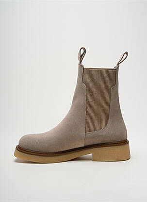 Bottines/boots nubuck talon plat jusqu'à 3cm beige LA VIE EST BELLE femme