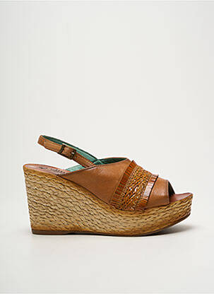 Sandales/nu pieds matière lisse talon de 7 à 9cm marron FELMINI femme
