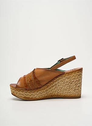 Sandales/nu pieds matière lisse talon de 7 à 9cm marron FELMINI femme