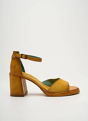 Sandales/nu pieds matière lisse talon de 7 à 9cm jaune FELMINI femme