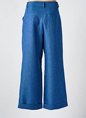 Pantalon large fermeture zippée sous rabat avec crochet taille normale bleu FRNCH femme