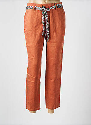 Pantalon slim tissage popeline taille normale marron LABDIP femme