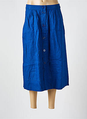 Jupe mi-longue coupe droite bleu ZYGA femme