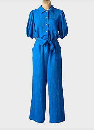 Combi-pantalon tissage crêpe manches courtes bleu FRNCH femme