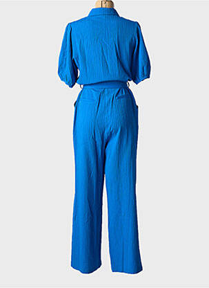 Combi-pantalon tissage crêpe manches courtes bleu FRNCH femme