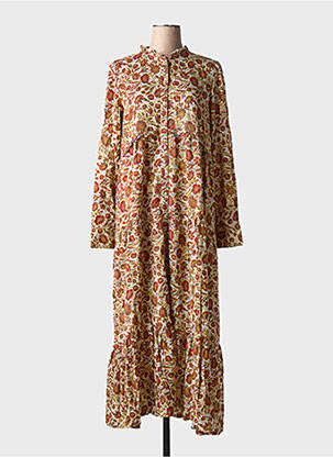 Robe longue coupe évasée fines bretelles marron CHICOSOLEIL femme