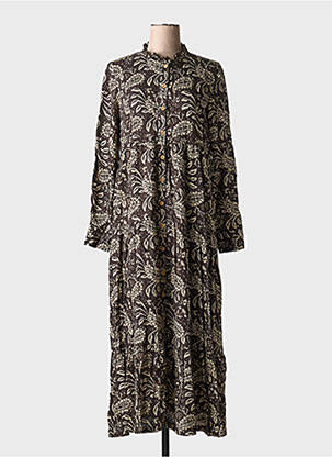 Robe longue coupe évasée manches longues gris CHICOSOLEIL femme
