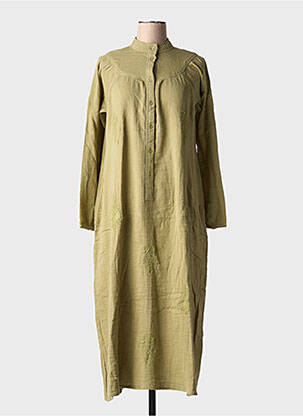Robe longue manches longues manches longues vert CHICOSOLEIL femme