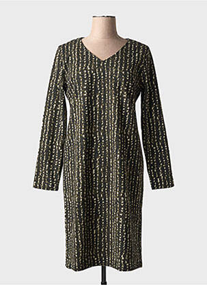 Robe mi-longue imprimé fantaisie manches longues vert LA FÉE ATELIER BY LA FÉE MARABOUTÉE femme