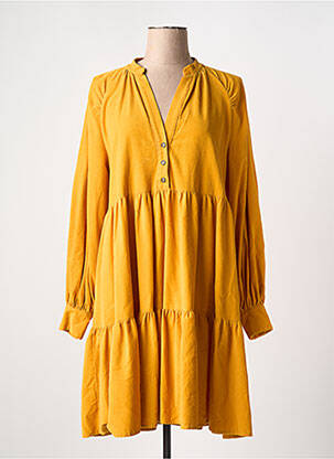 Robe mi-longue manches longues manches longues jaune OTTOD'AME femme