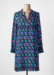Robe mi-longue imprimé fantaisie manches longues bleu LA FEE MARABOUTEE femme