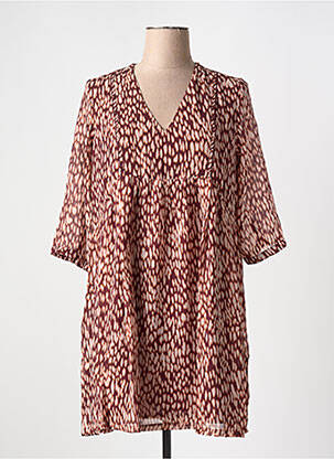 Robe courte manches 3/4 manches 3/4 rouge GRACE & MILA femme
