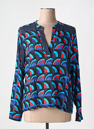 Blouse imprimé fantaisie manches longues bleu LA FEE MARABOUTEE femme