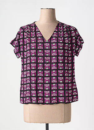 Blouse tissage popeline manches courtes violet LA FEE MARABOUTEE femme