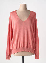 Pull col v manches longues rose LA FEE MARABOUTEE femme