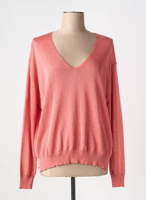 Pull col v manches longues rose LA FEE MARABOUTEE femme
