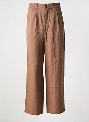 Pantalon droit tissage popeline taille normale marron GRACE & MILA femme