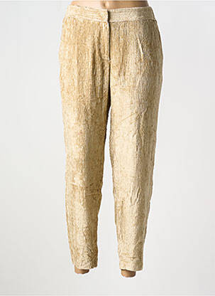 Pantalon droit fermeture zippée sous rabat boutonné taille normale beige OTTOD'AME femme