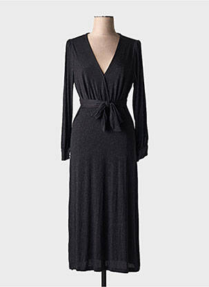 Robe mi-longue manches longues manches longues noir GRACE & MILA femme