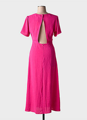 Robe mi-longue tissage crêpe manches courtes rose LA PETITE ETOILE femme