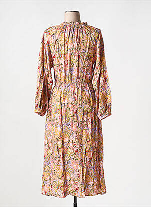 Robe mi-longue imprimé fleurs manches longues rose LA PETITE ETOILE femme