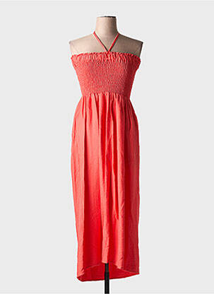 Robe longue coupe cintrée fines bretelles rouge BOBBIE&BOB femme