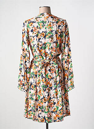 Robe mi-longue imprimé fleurs manches longues orange ANNAHPA femme