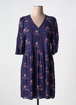 Robe courte manches 3/4 manches 3/4 bleu DES PETITS HAUTS femme