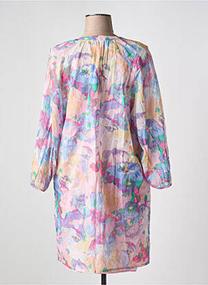 Robe mi-longue imprimé fleurs manches longues rose DES PETITS HAUTS femme