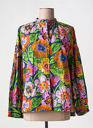 Chemisier imprimé fleurs manches longues vert FRNCH femme