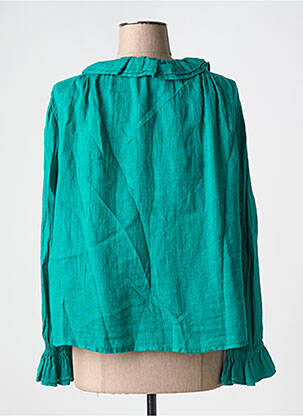 Chemisier tissage crêpe manches longues vert ZYGA femme