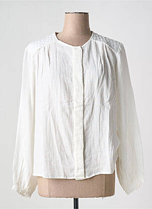 Chemisier tissage crêpe manches longues beige LA PETITE ETOILE femme