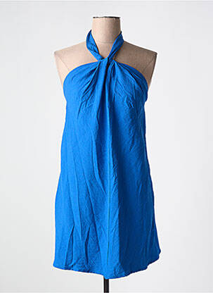 Robe courte tissage crêpe fines bretelles bleu BOBBIE&BOB femme