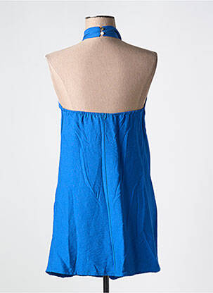 Robe courte tissage crêpe fines bretelles bleu BOBBIE&BOB femme
