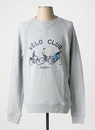 Pull col rond manches longues gris FAGUO homme