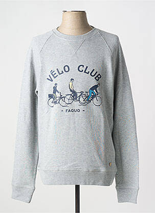 Pull col rond manches longues gris FAGUO homme