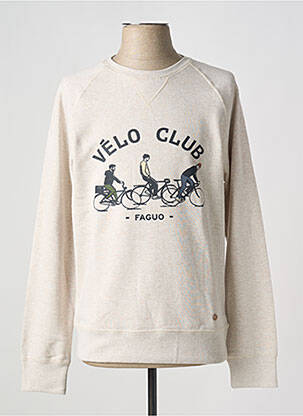 Pull col rond manches longues beige FAGUO homme