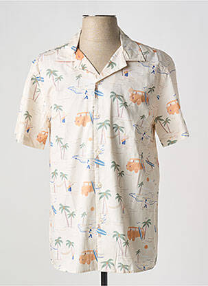 Chemise manches courtes imprimé fantaisie beige FAGUO homme