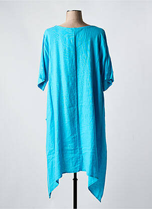 Robe mi-longue manches courtes manches courtes bleu SOPHIA CURVY femme