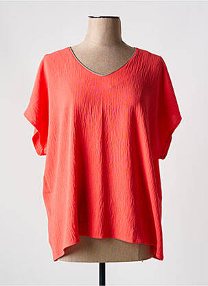 Blouse tissage crêpe manches courtes orange GRIFFON femme