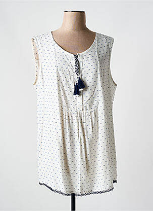 Blouse tissage popeline sans manche blanc NO SECRET femme
