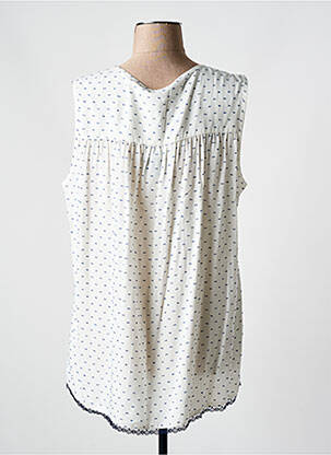 Blouse tissage popeline sans manche blanc NO SECRET femme