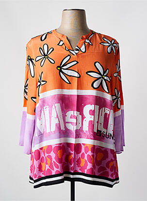 Blouse tissage popeline manches longues orange SEE YOU femme